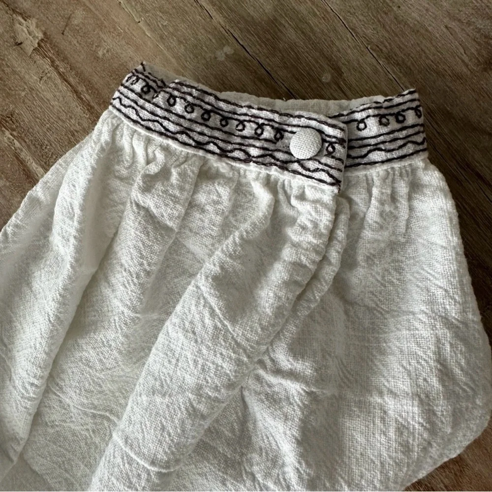 Free People Iggie Embroidered Crop Top Ivory SZ XSmall Baloon Sleeves Boho EUC